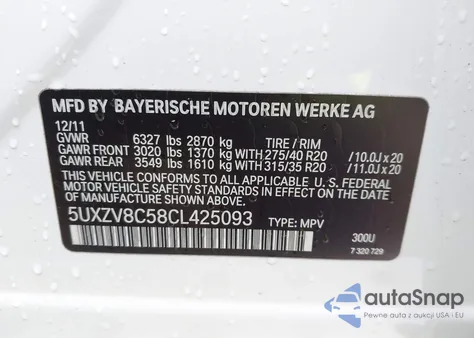 2012 BMW X5 xDrive50I z USA, uszkodzony, nr VIN 5UXZV8C58CL425093